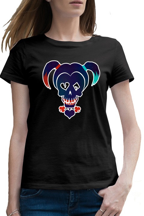 Дамска тениска Joker Horror Skull Bad Girl Playv, Черен