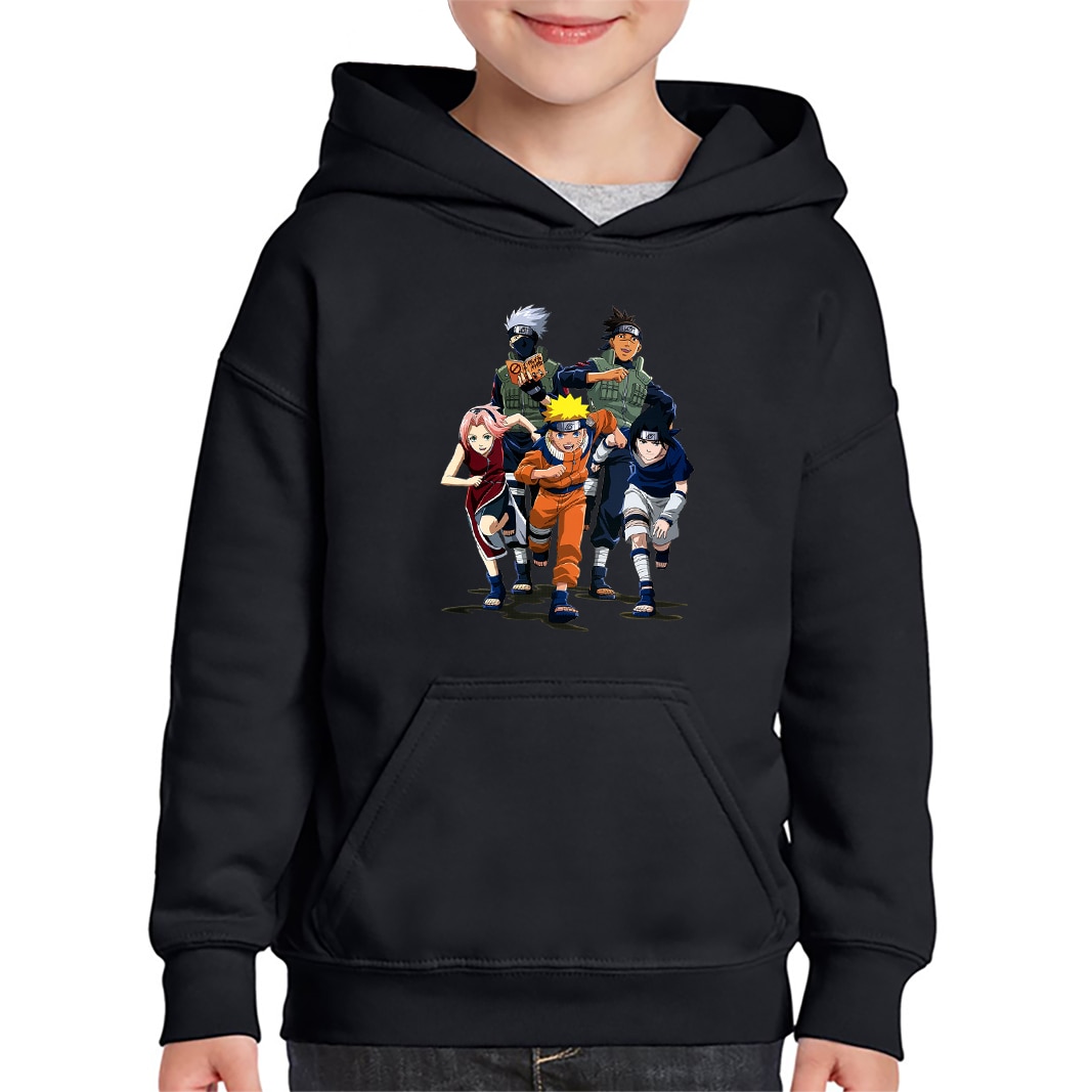 Hanorac copii Naruto Team Uzumaki Kakashi Anime Manga, Negru