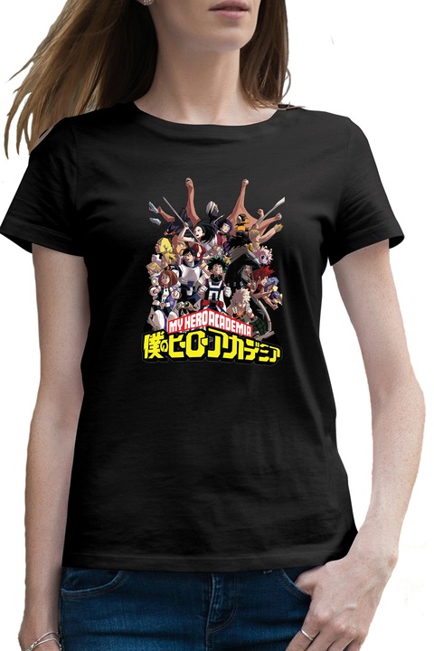 Női Póló My Hero Academia Storm Rebel Anime Manga, Fekete