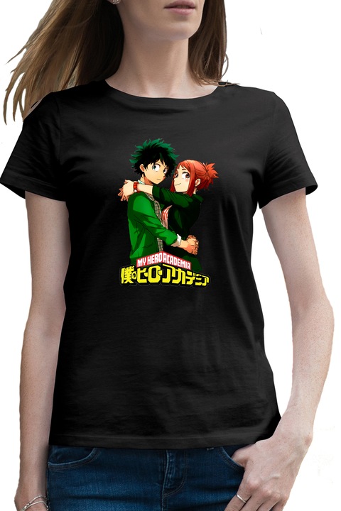 Női Póló My Hero Academia Deku Uraraka Love Anime, Fekete