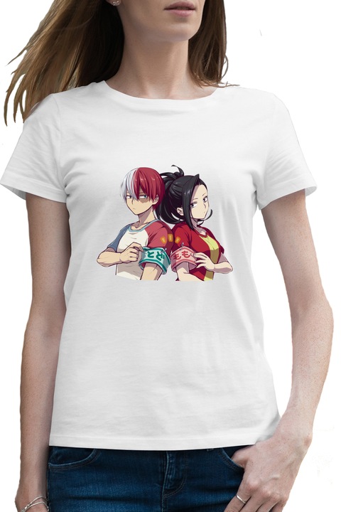 Női Póló Hero Academia Todoroki Momo Love Couple Anime, Fehér