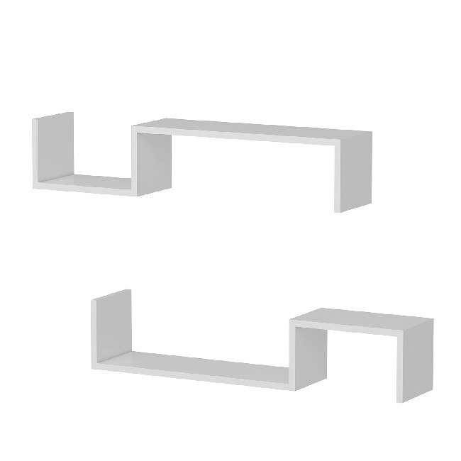 Set 2 rafturi de perete Homemania, 95.4 x 19.5 x 19.5 cm, Lemn, Alb