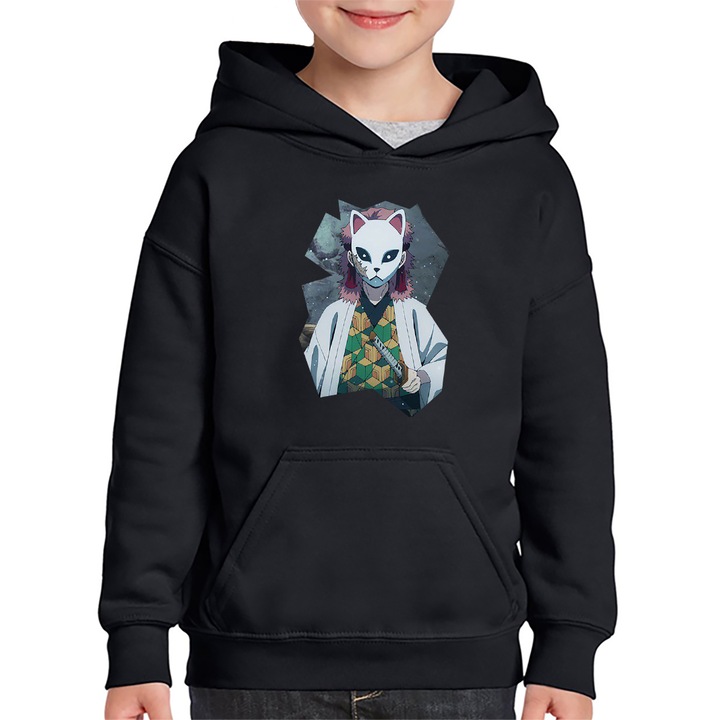 Hanorac copii Demon Slayer Sabito Samurai Girl, Negru