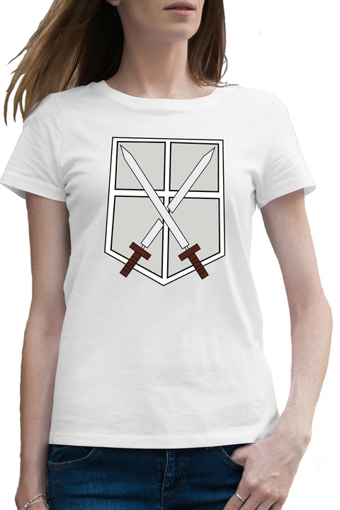 Női Póló Attack on Titan Training Corps AOT Cadet Anime, Fehér