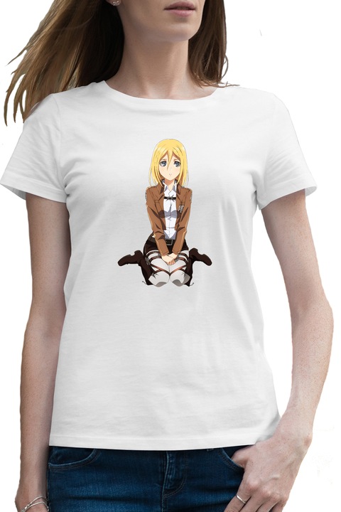 Női Póló Attack on Titan Annie Blonde Anime Girl, Fehér
