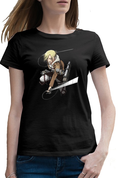 Női Póló Attack on Titan Annie Leonhart Anime Manga, Fekete