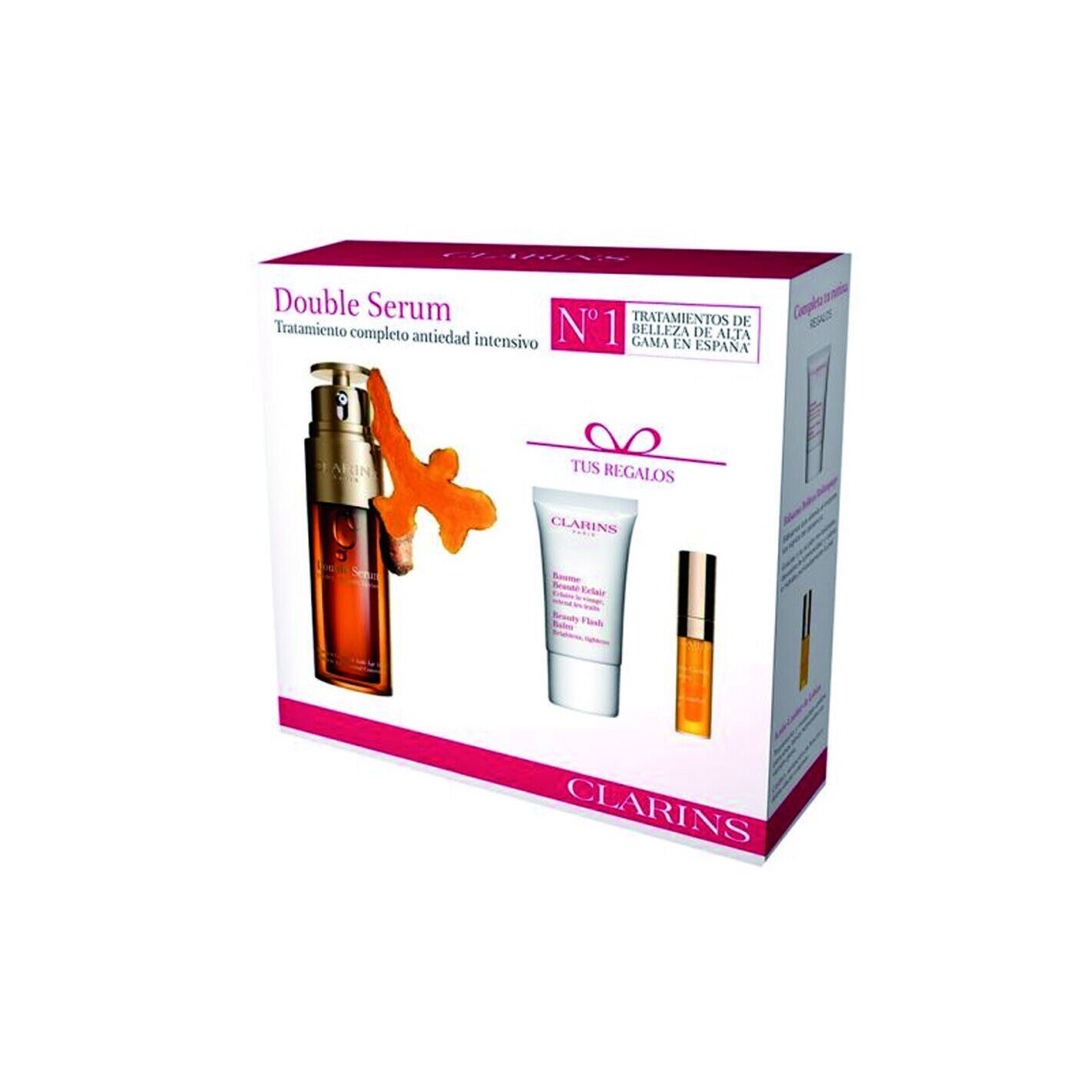 Set Clarins: Double Serum 50 ml, Balsam Flash Beauty 15 ml, Ulei Instant Light Confort Ulei 01 Miere