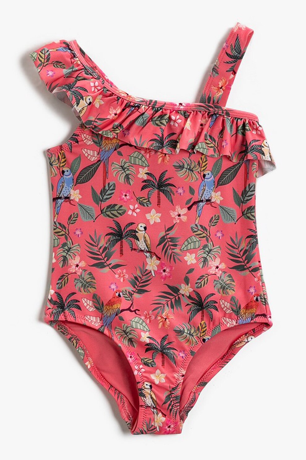 KOTON, Costum de baie intreg cu volane, Rosu stins, 98-104 CM