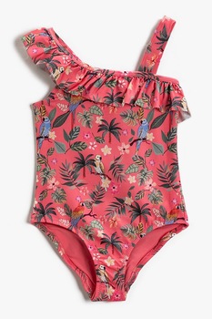 KOTON, Costum de baie intreg cu volane, Rosu stins, 98-104 CM KOTON, Costum de baie intreg cu volane, Rosu stins, 98-104 CM