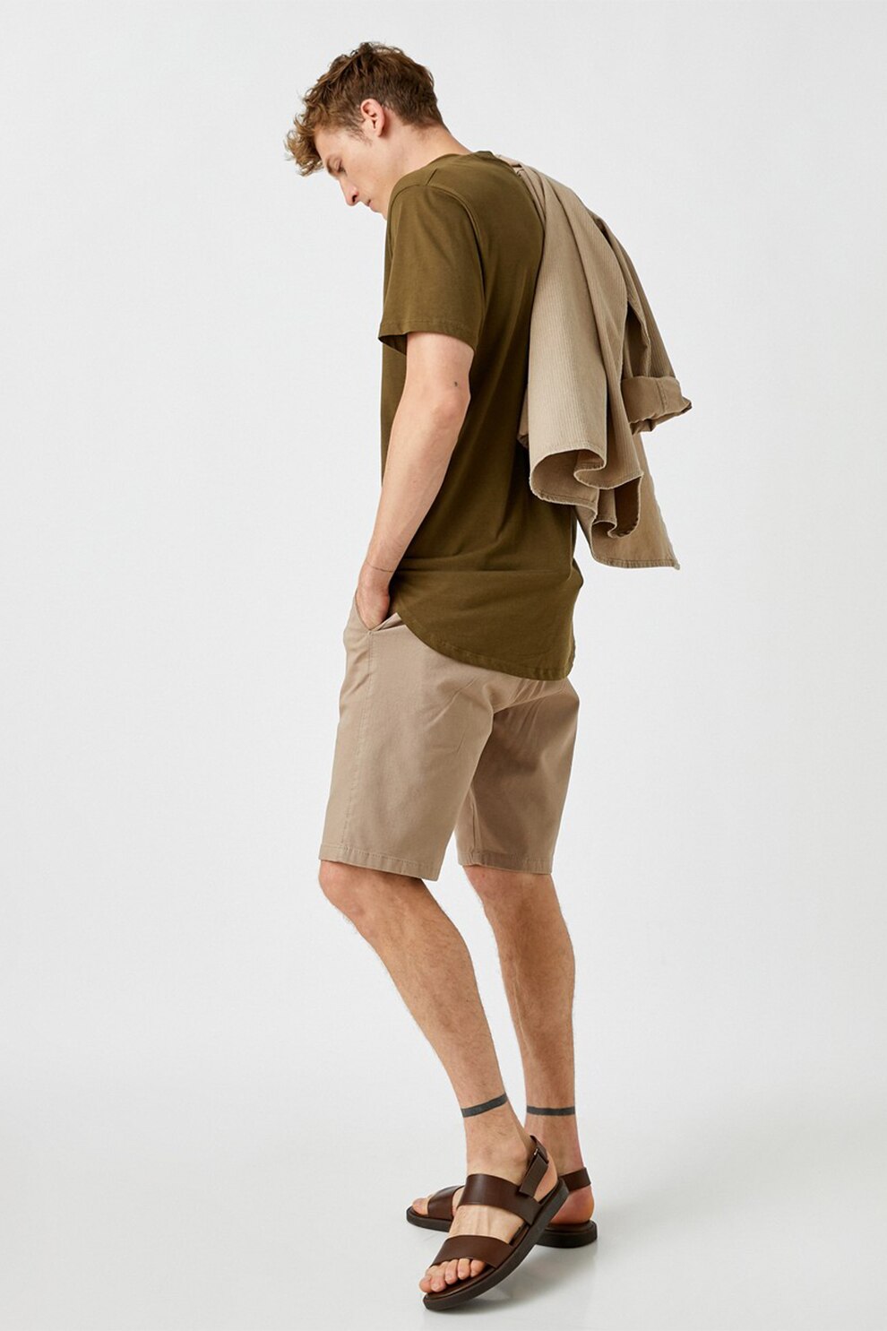 KOTON, Bermude chino cu talie medie, Cafeniu