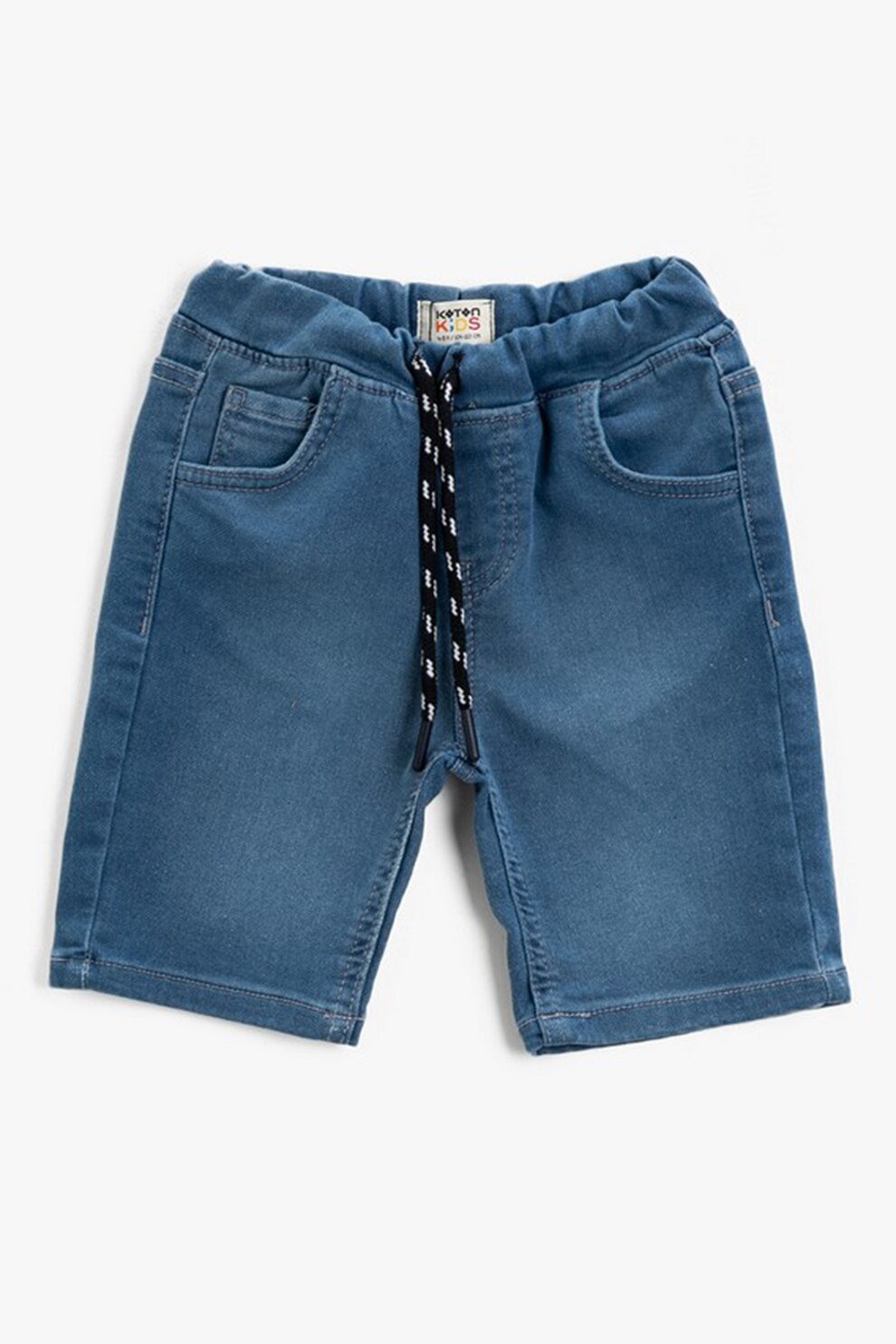 KOTON, Pantaloni scurti din amestec de bumbac cu snur, Albastru/Negru/Alb, 116-122 CM