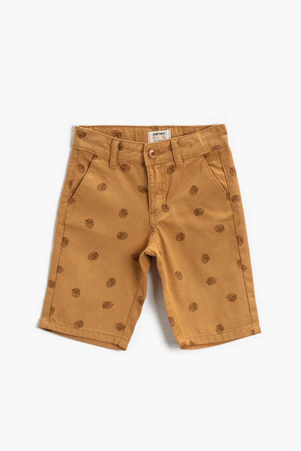 KOTON, Pantaloni scurti chino cu model grafic, MAro caramel/Maro inchis
