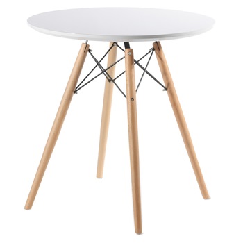 Masa de interior pentru living sau bucatarie GRUNBERG, design modern, blat din MDF si picioare din lemn, rotund, 60 x 49 cm CT4004/ALB Masa de interior pentru living sau bucatarie GRUNBERG, design modern, blat din MDF si picioare din lemn, rotund, 60 x 49 cm CT4004/ALB