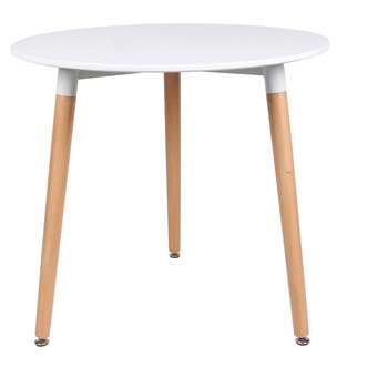 Masa de interior pentru living sau bucatarie GRUNBERG, design modern, blat din MDF si picioare din lemn, rotund, 80x75 cm DT4005/Alb Masa de interior pentru living sau bucatarie GRUNBERG, design modern, blat din MDF si picioare din lemn, rotund, 80x75 cm DT4005/Alb
