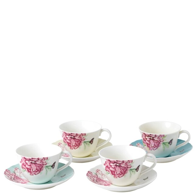 Set 4 cesti cu farfurii ceai, 275 ml, colectia Miranda Kerr multicolor, portelan Wedgwood