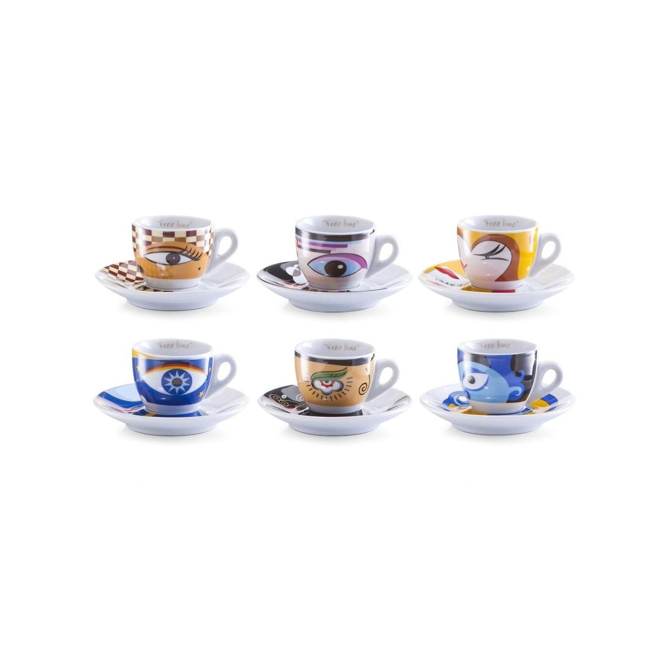 Set servire espresso Zeller, portelan, 6 x 50 ml, multicolor
