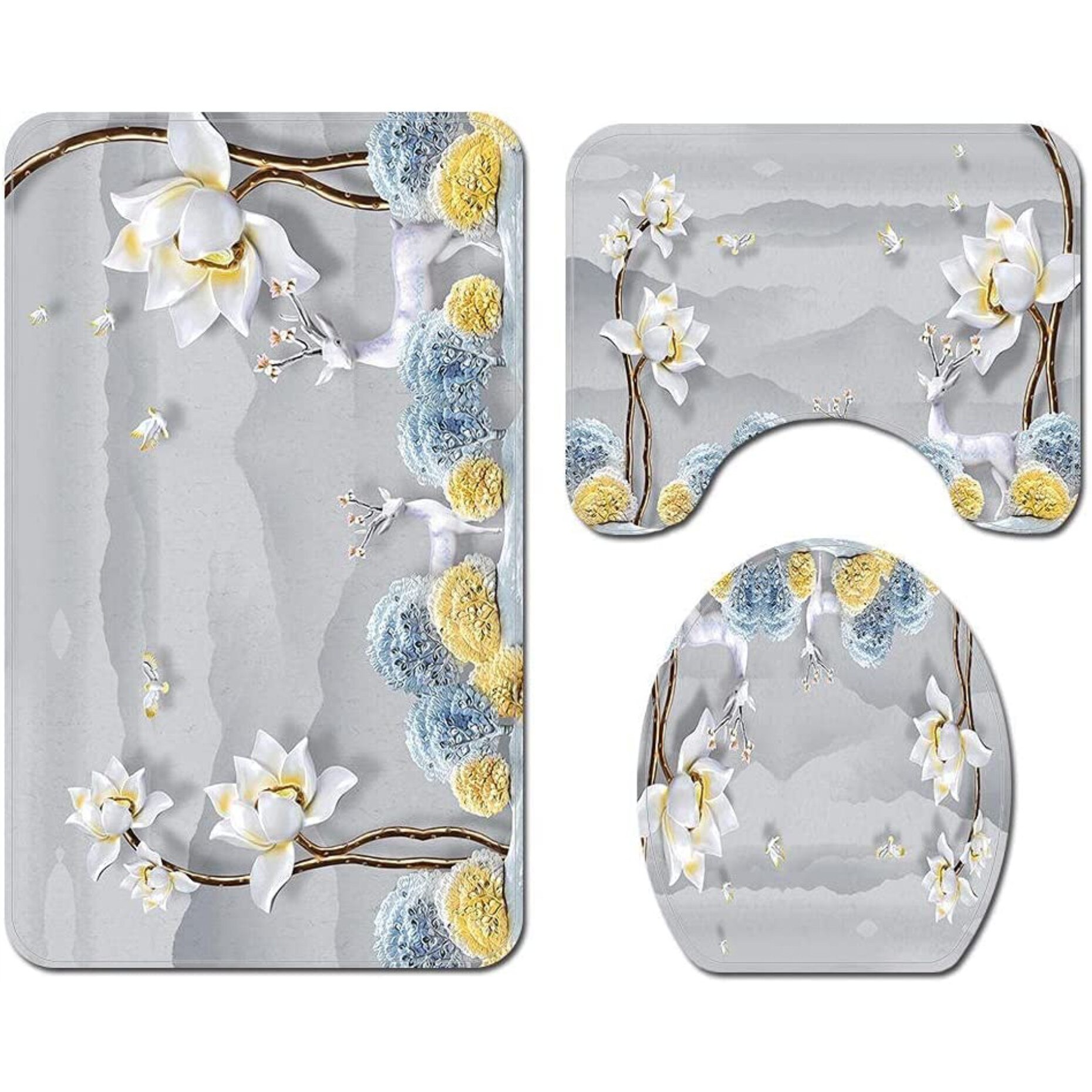 Set 3 Covorase Baie FizioTab, Antiderapante, Model Caprioare