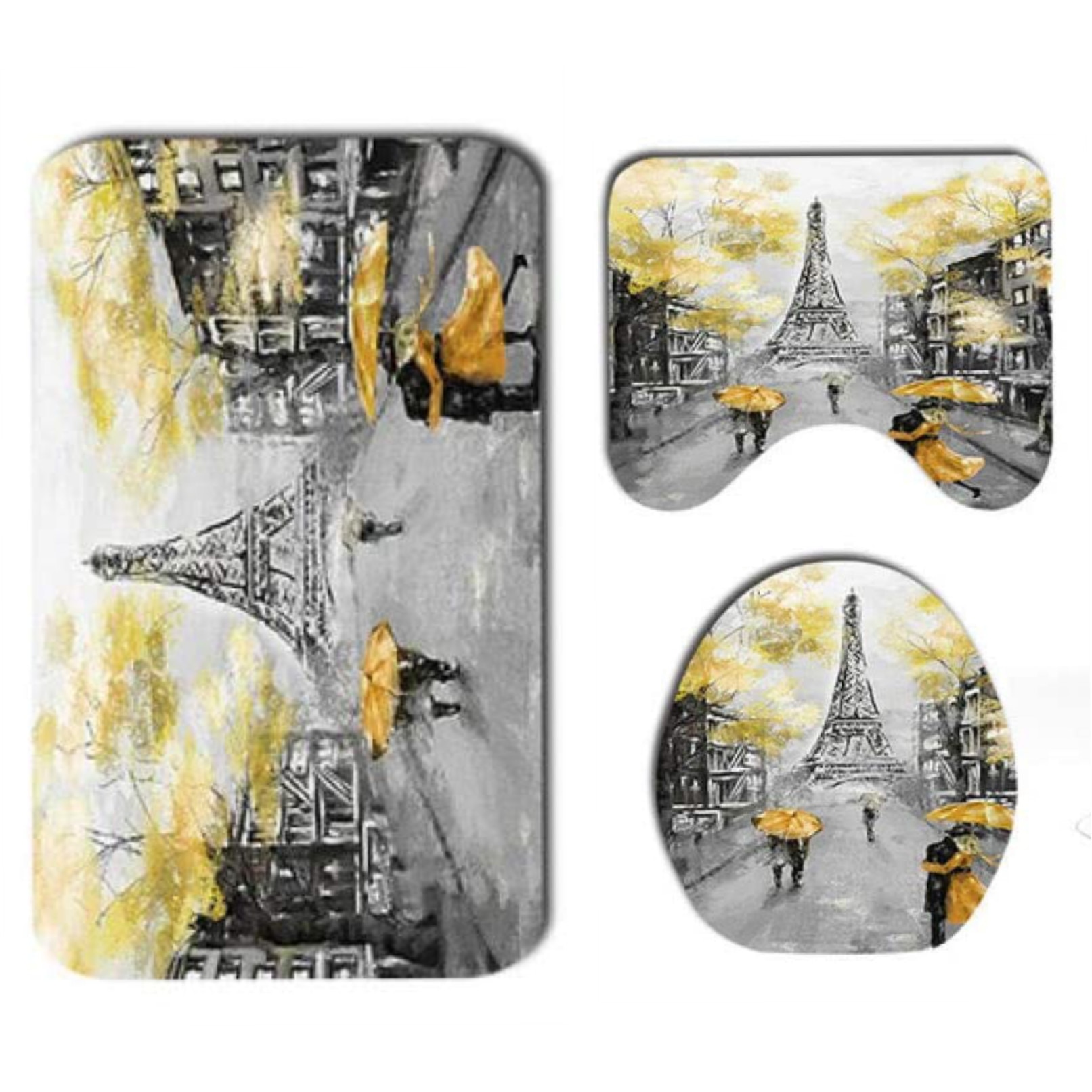 Set 3 Covorase Baie FizioTab, Antiderapante, Model Eiffel