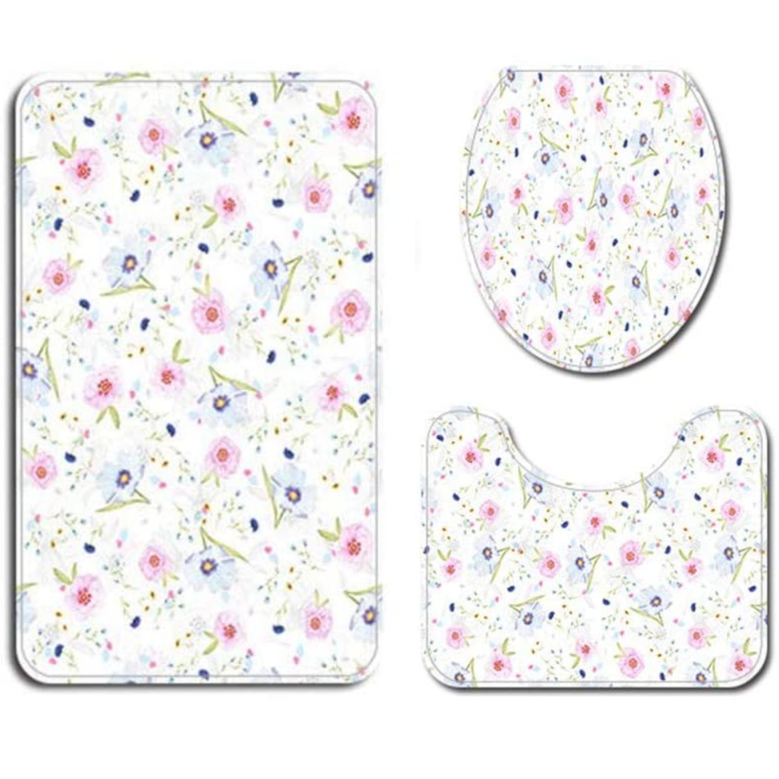 Set 3 Covorase Baie FizioTab, Antiderapante, Model Floricele