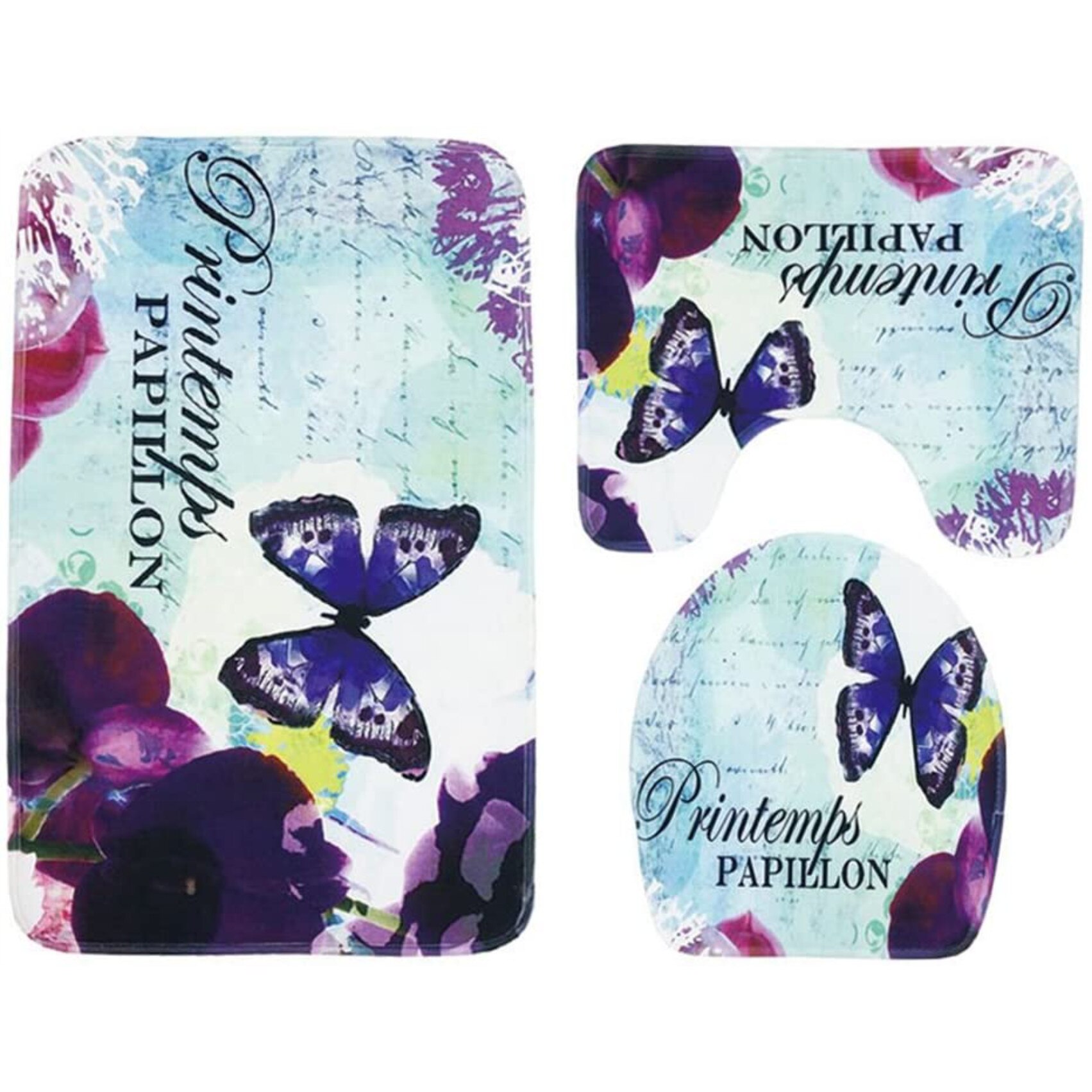 Set 3 Covorase Baie FizioTab, Antiderapante, Model Fluturasi