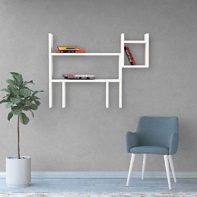 Raft de perete Homemania, 82 x 22 x 58 cm, Melamina, Alb