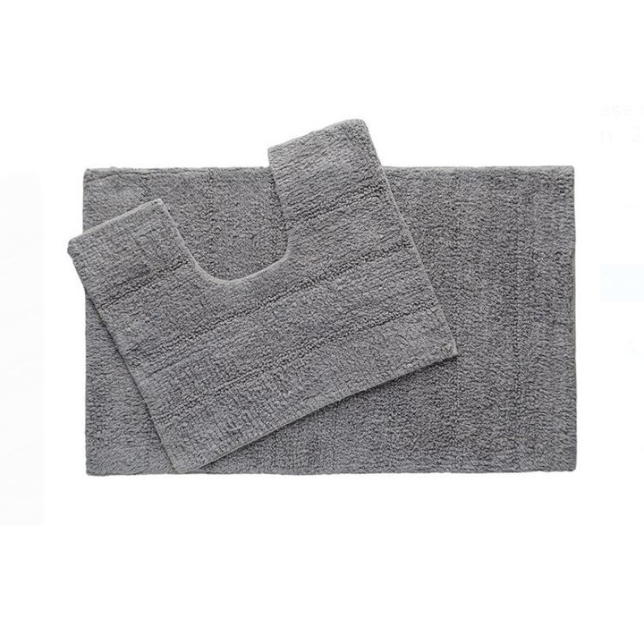 Комплект памучни постелки за баня SG, Сив, 80x50 см / 50x40 см