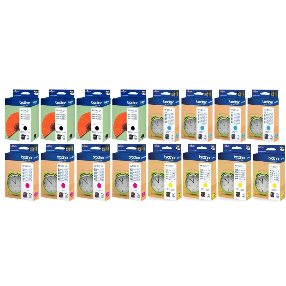 Set Cartus cerneala Brother Original 4x LC129XLBK Negru 4x LC125XLC Cyan 4x LC125XLM Magenta 4x LC125XLY Galben 110400 pagini