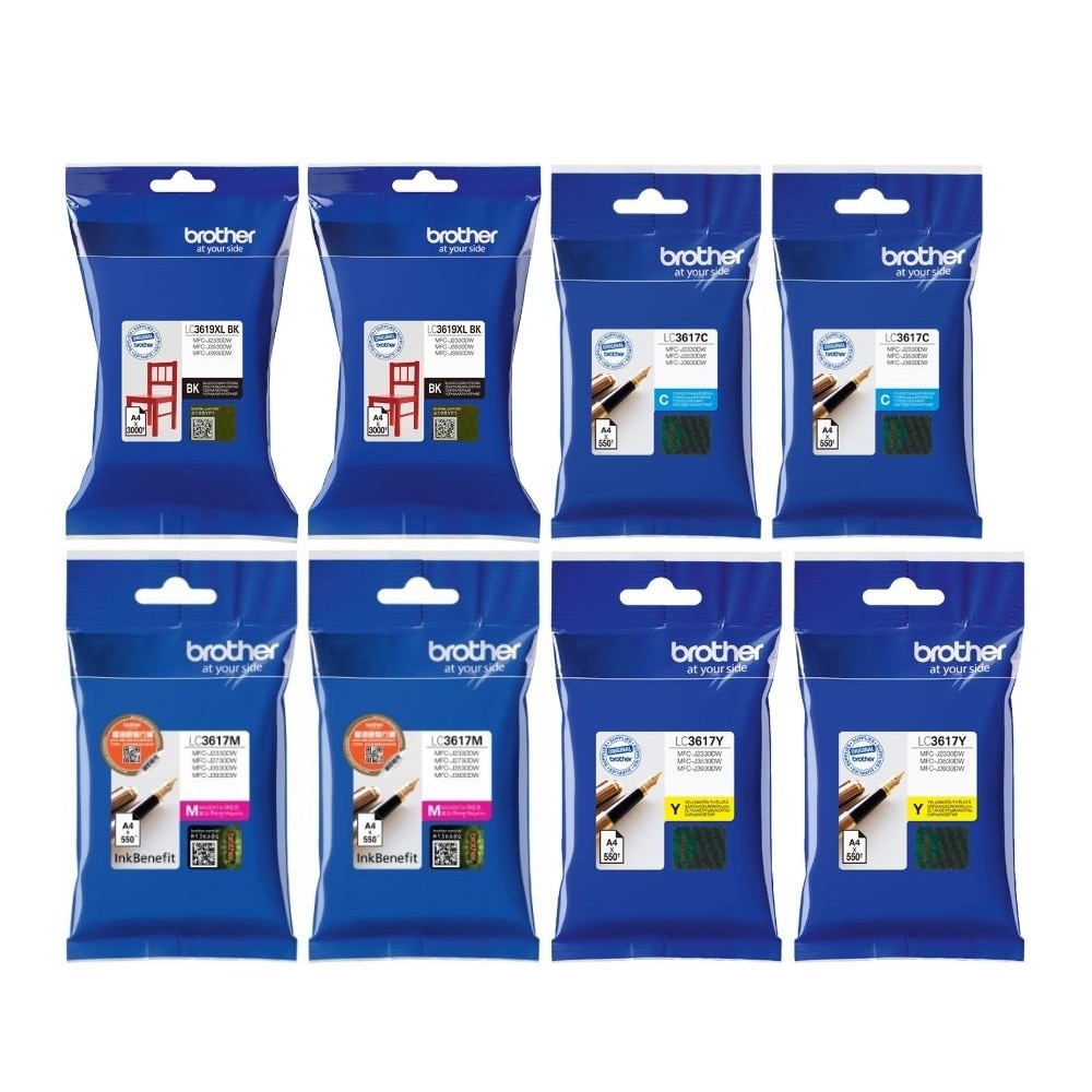 Set Cartus cerneala Brother Original 2x LC3619XLBK Negru 2x LC3617C Cyan 2x LC3617M Magenta 2x LC3617Y Galben 9300 pagini