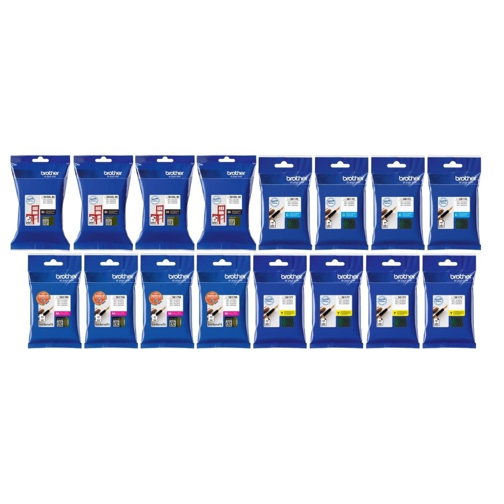 Set Cartus cerneala Brother Original 4x LC3619XLBK Negru 4x LC3617C Cyan 4x LC3617M Magenta 4x LC3617Y Galben 18600 pagini