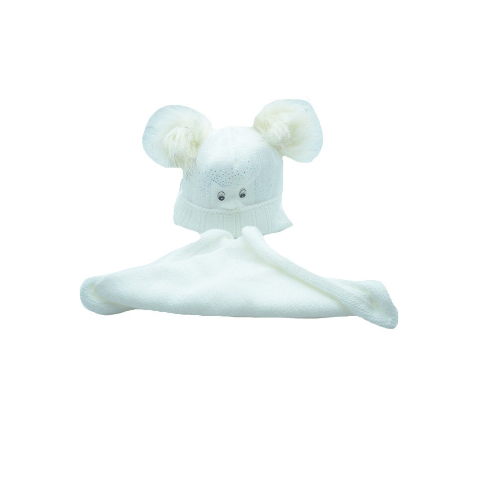 Set 2 piese caciula si fular pentru fete Ambra CFA-08-42, Alb 42 CM Standard