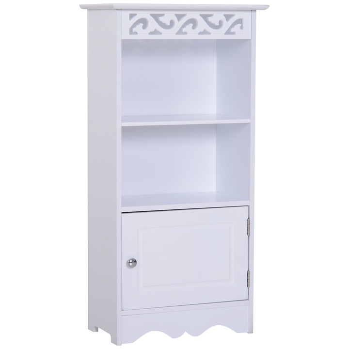 Шкаф за баня HOMCOM, MDF, 40x23x80 см, Бял
