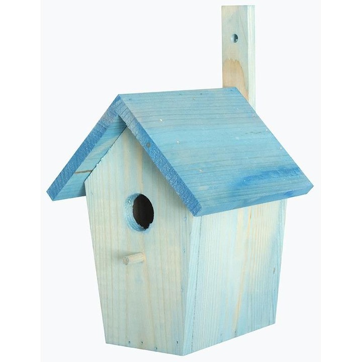 Casuta pentru pasari, ITA H&G, Cu deschidere laterala, 4.5x9x30cm, Albastru
