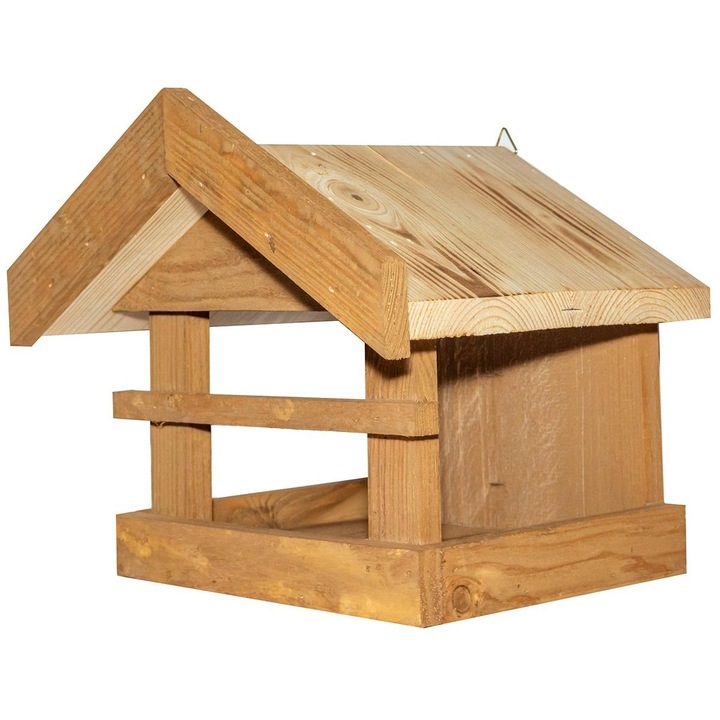 Hranitoare pentru pasari, ITA H&G, Acoperis din lemn, 25x19x21,5cm, Maro