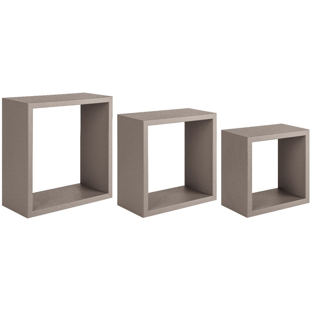 Set 3 rafturi de perete Homemania, 35x35x15.5/30x30x15.5/25x25x15.5 cm, MDF, Maro deschis