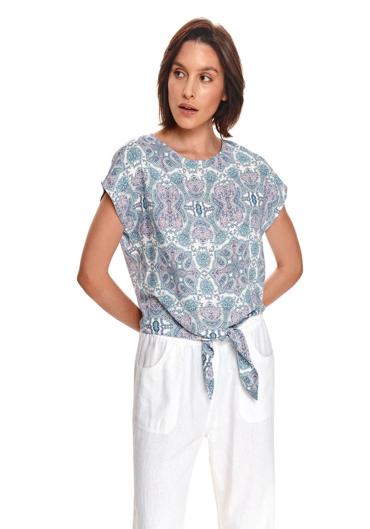 Bluza dama cu maneci scurte, TOP SECRET, SBK2731, Multicolor