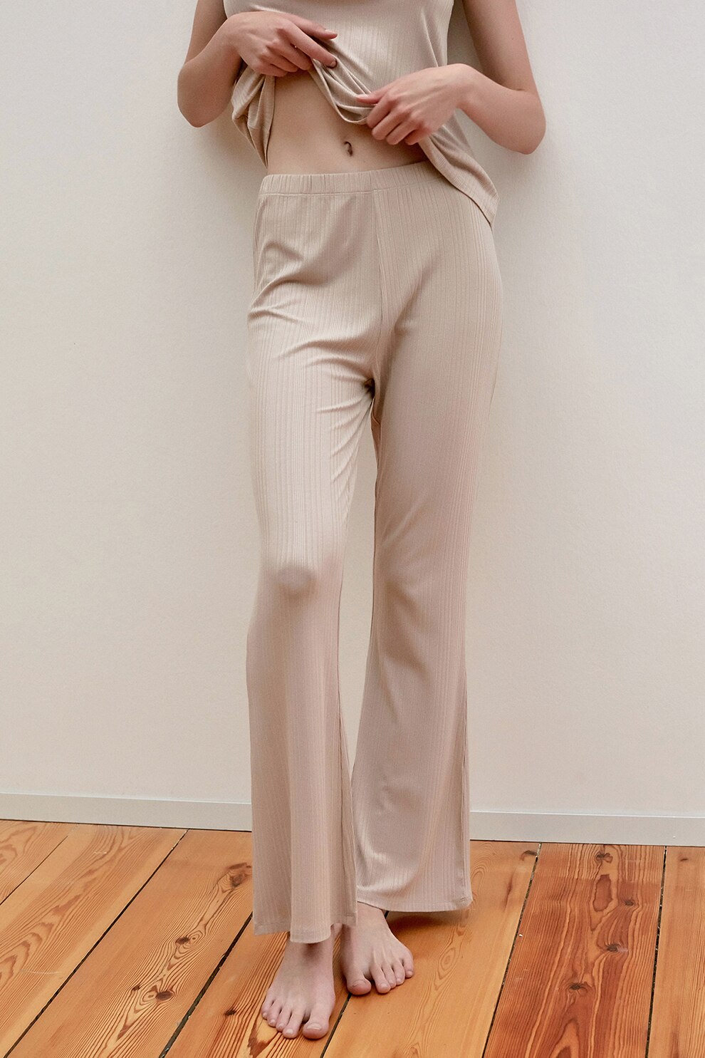 Penti, Pantaloni de pijama cu talie inalta, Maro nisip