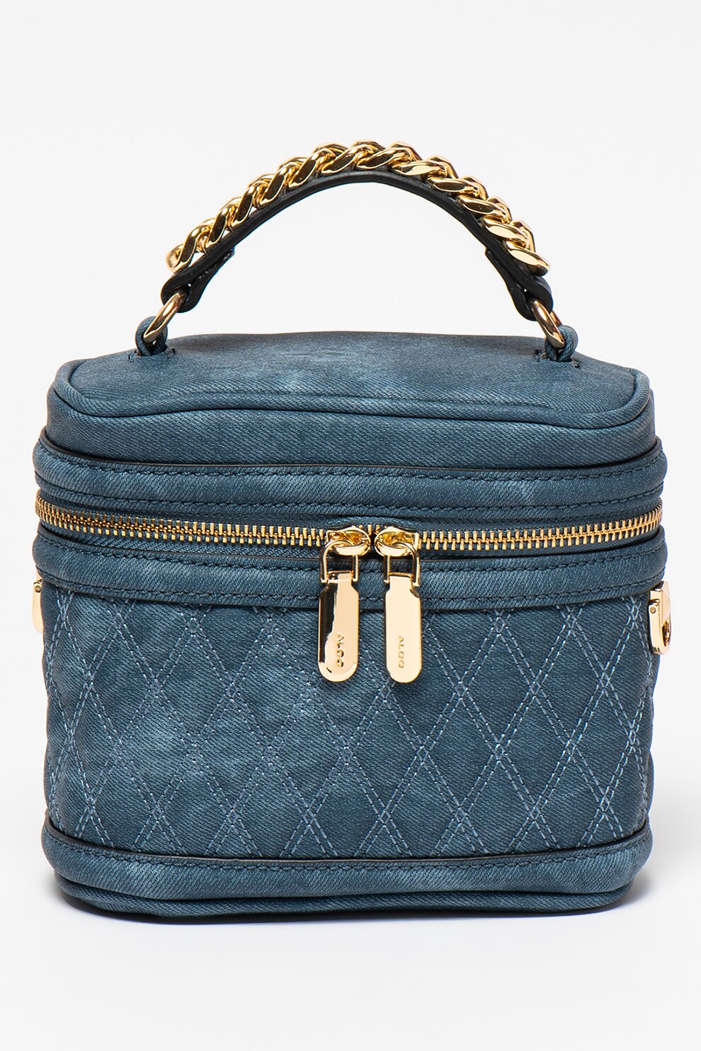Aldo, Geanta crossbody de piele ecologica cu aspect matlasat Rareni, Albastru prafuit