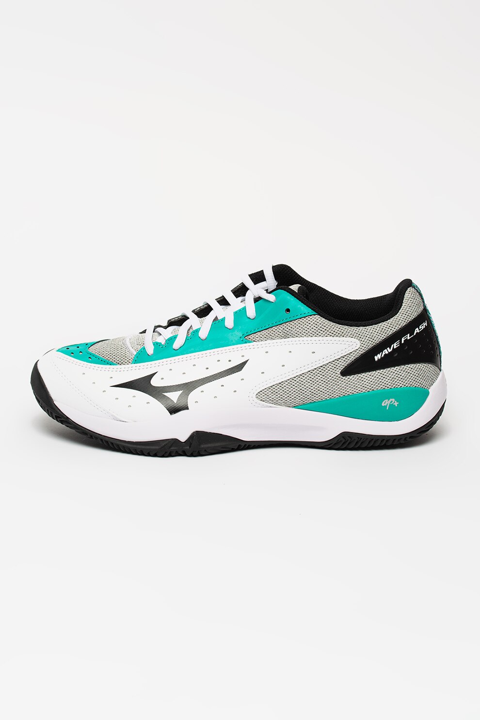 Mizuno, Pantofi unisex pentru tenis Wave Flash Cc, Alb/Verde menta/Negru, 44.5