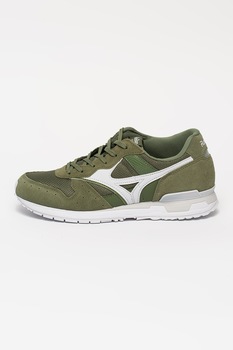 Mizuno, Pantofi sport din piele intoarsa cu model colorblock GV87, Verde feriga/Alb