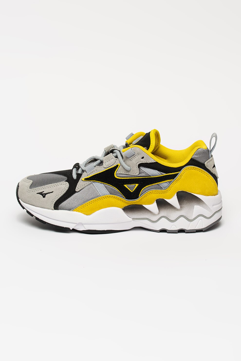 Mizuno, Pantofi sport unisex cu model colorblock Wave Rider 1S, Gri/galben/negru
