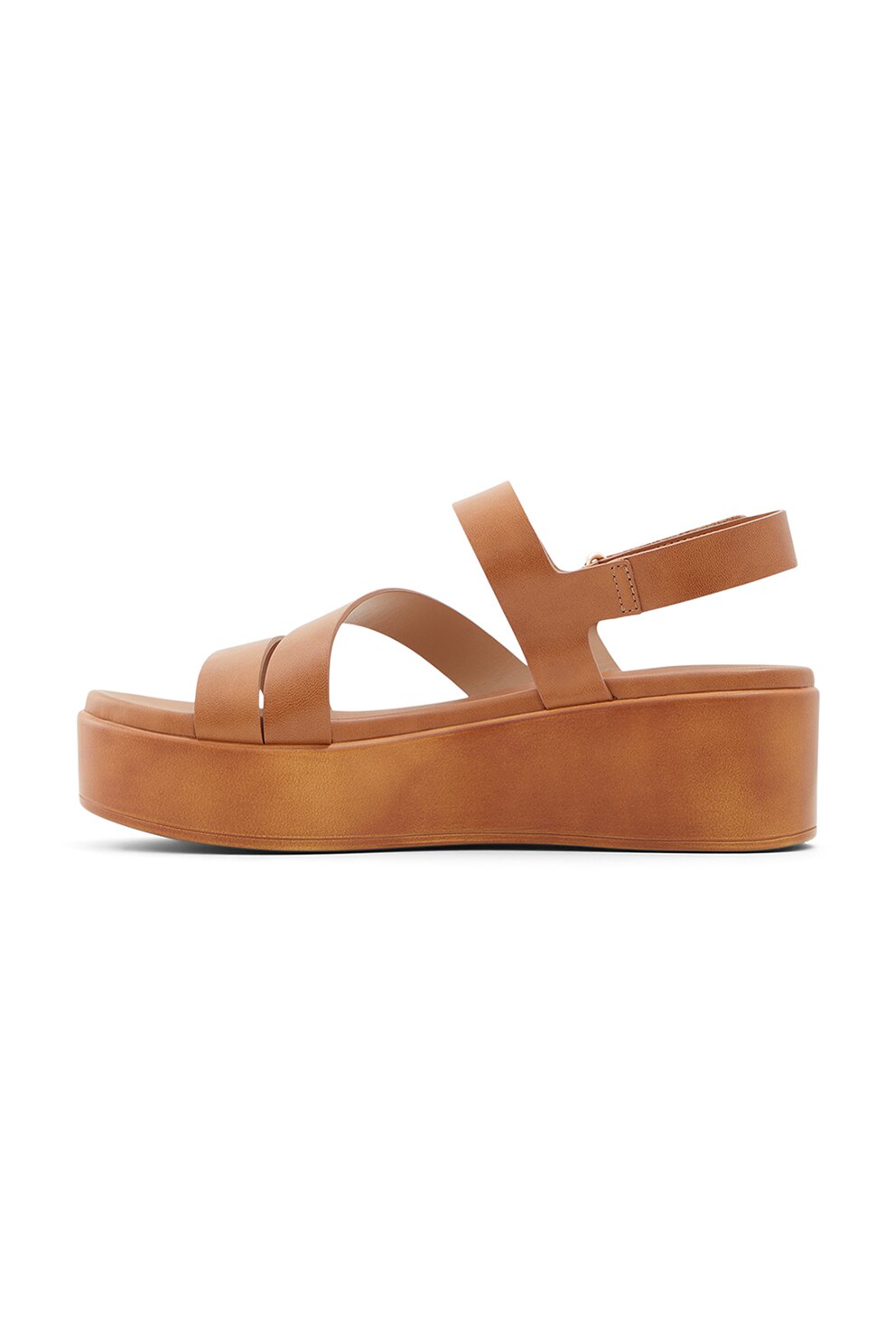 Aldo, Sandale slingback cu talpa wedge Perwell, Ocru