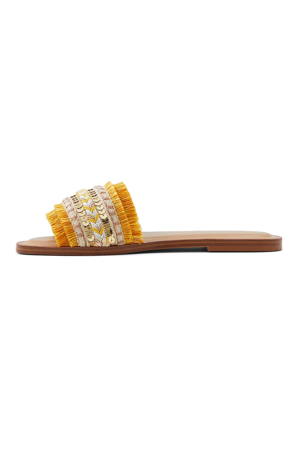 Aldo, Papuci cu franjuri Rockyy, Maro nisip/Galben sofran, 36