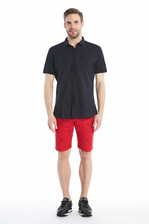 Pantaloni scurti Ruck&Maul, Imprimeu grafic, Bumbac/Elastan, Rosu