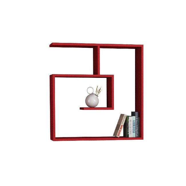 Raft de perete Homemania, 75 x 22 x 75 cm, Melamina, Rosu
