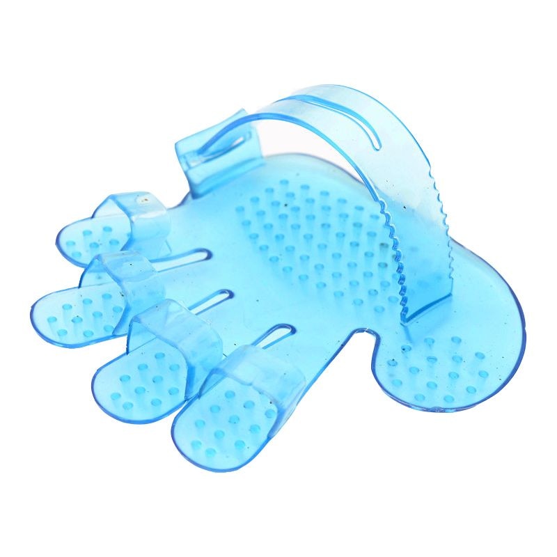 Manusa pentru spalat si masat animale de companie, 11x11.5 cm, culoare albastru