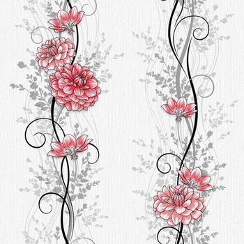 Tapet semilavabil Fox Wallcovering, Ana 6810, model cu flori, gri-rosu, hartie simplex, rola 0.53 m x 10.05 ml, 5mp Tapet semilavabil Fox Wallcovering, Ana 6810, model cu flori, gri-rosu, hartie simplex, rola 0.53 m x 10.05 ml, 5mp