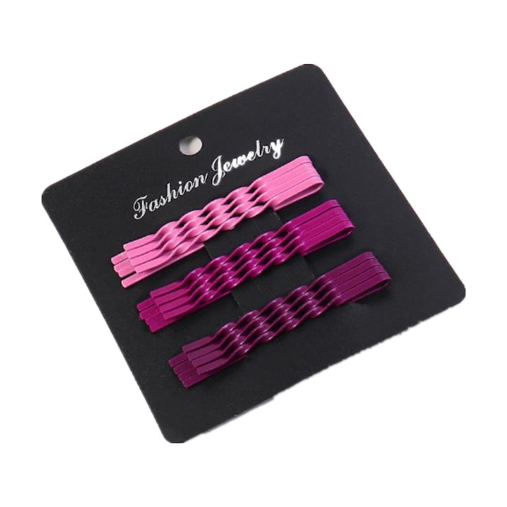 Pili-Paradise Hajcsat készlet, 12 db-os, fém, lila/rózsaszín