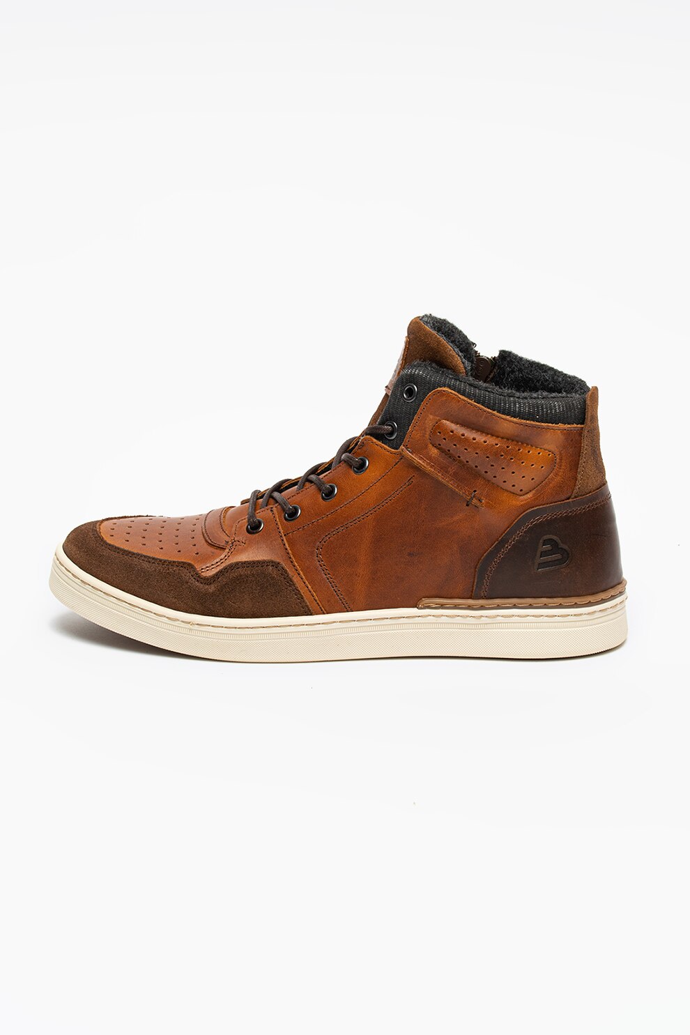 Bullboxer, Pantofi sport inalti cu detalii din piele 887K51076A, Maro