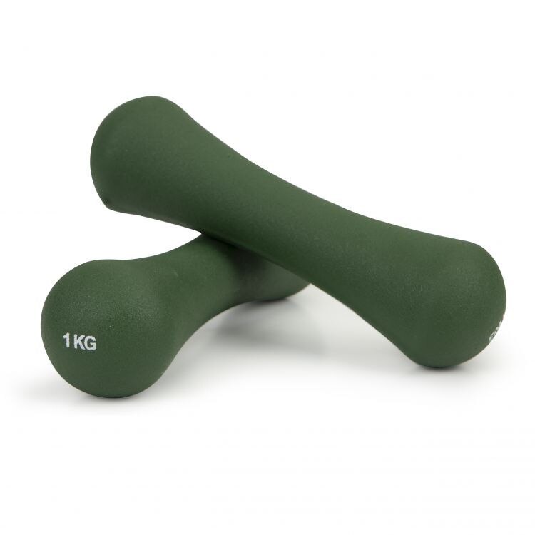 Set 2 greutati fitness, 1 kg, 4,5 x 17 cm, verde, acoperite cu neopren