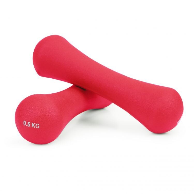 Set 2 greutati fitness, 0,5 kg, 4 x 13,5 cm, roz, acoperite cu neopren